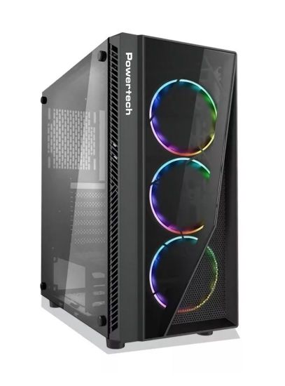 Εικόνα της POWERTECH Gaming case PT-743, tempered glass, 4x 120mm fans (3x RGB)